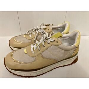 Madewell Kickoff Trainers Leather/Suede in Lemon Custard